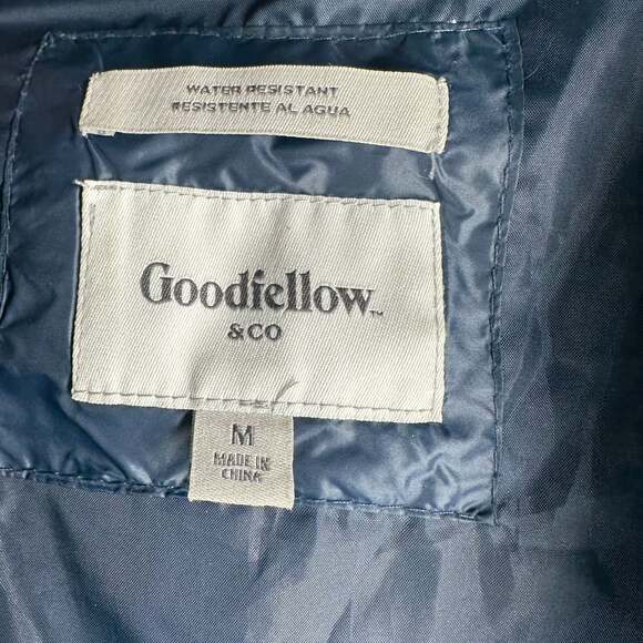 Retro Style Goodfellow & Co Men's Colorblock Striped Puffer Jacket with Hood Siz - Picture 6 of 8